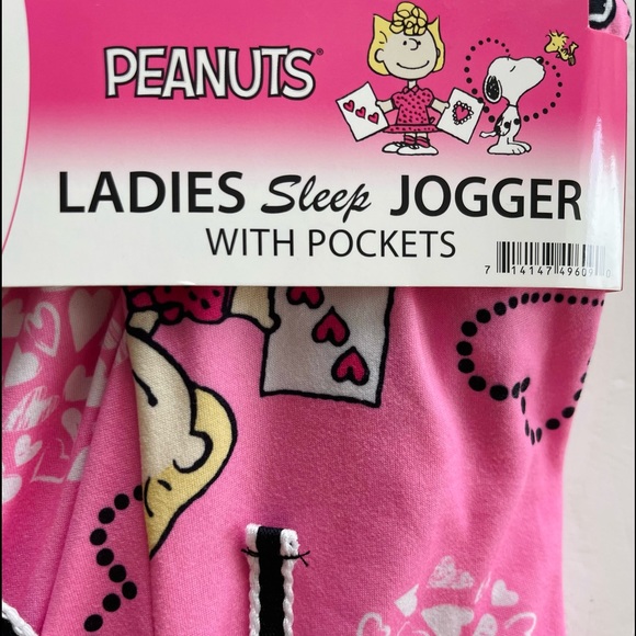 NWT Peanuts Joggers Sleepwear Pink Pants Pockets Women Plus Size 2X - Picture 2 of 5